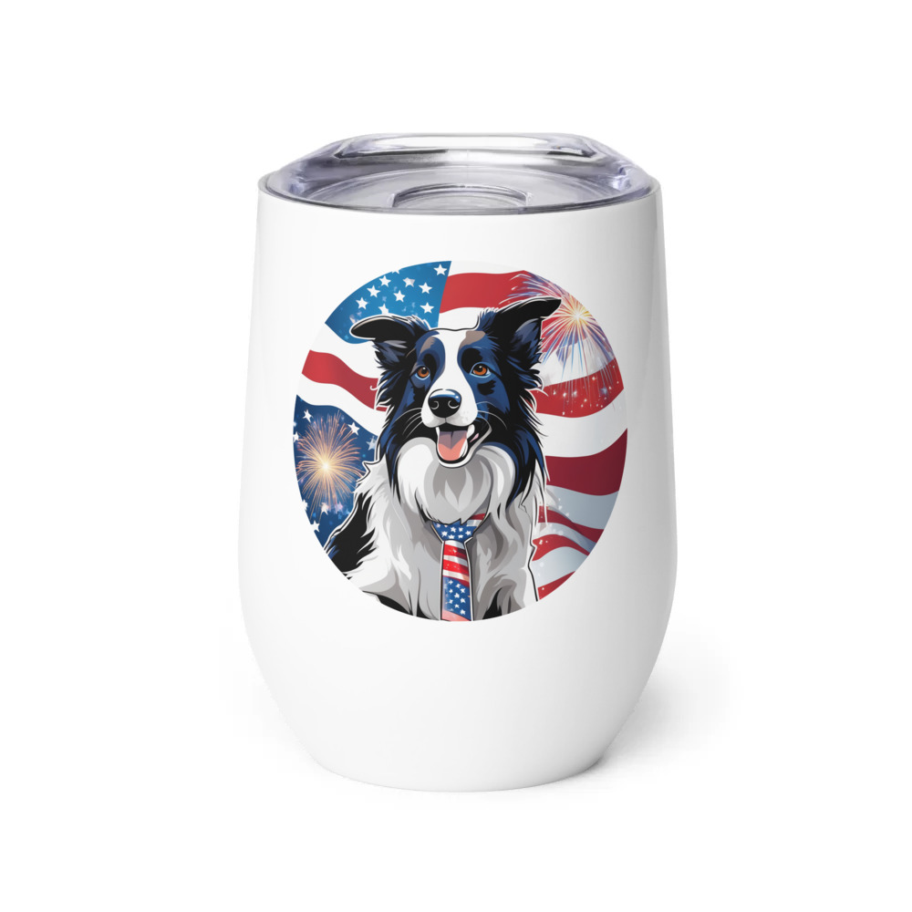PugMug Custom Border Collie Wine Tumbler