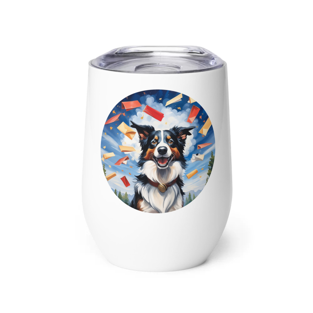PugMug Custom Border Collie Wine Tumbler
