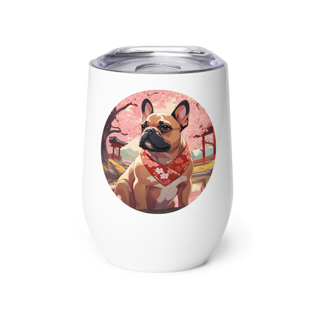 PugMug Custom Tan French Bulldog Wine Tumbler