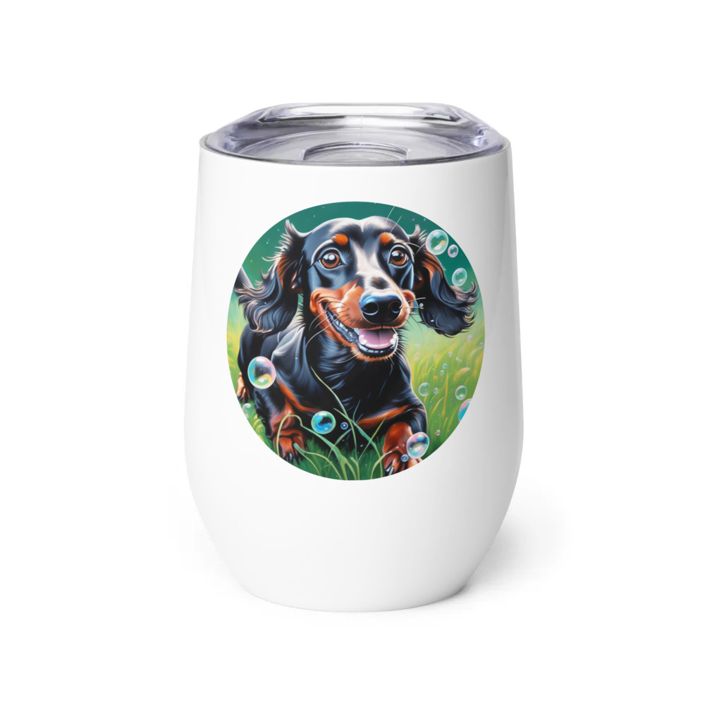 PugMug Custom Black Dachshund Wine Tumbler