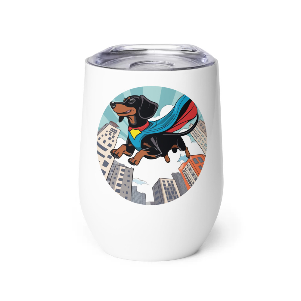 PugMug Custom Black Dachshund Wine Tumbler