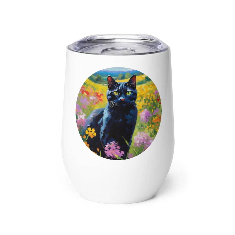 PugMug Custom Black American Shorthair Cat Wine Tumbler