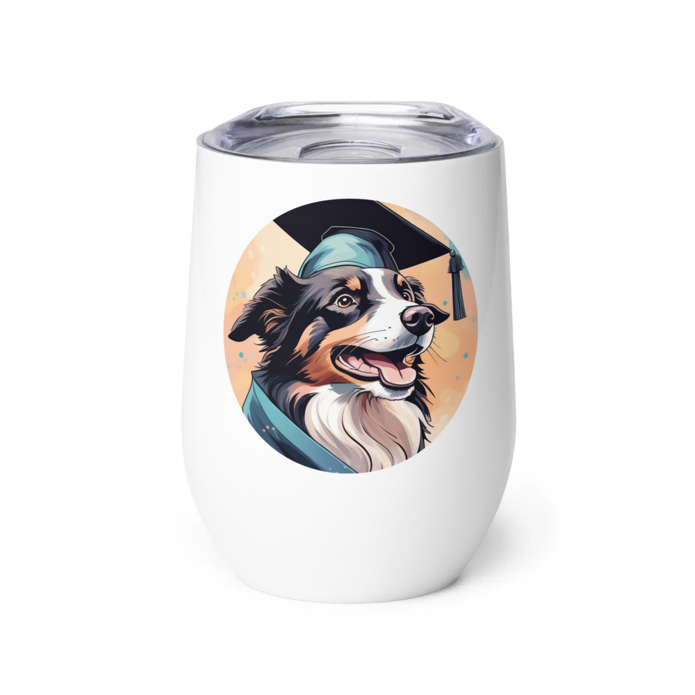 PugMug Custom Border Collie Wine Tumbler