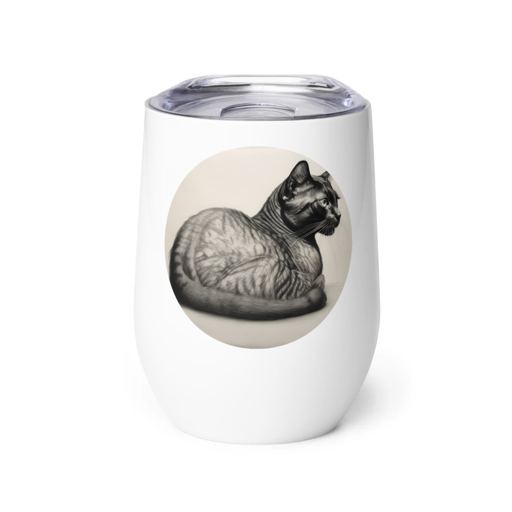 PugMug Custom Black Exotic Cat Wine Tumbler