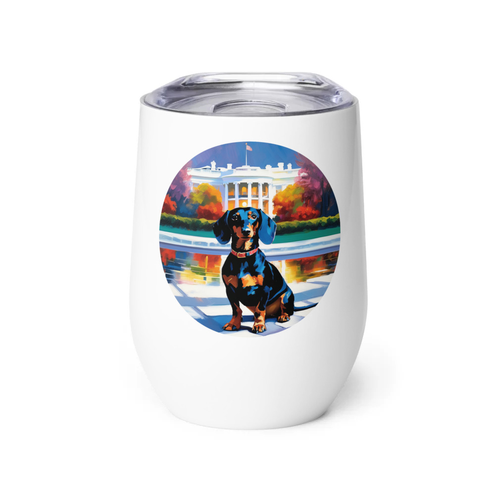 PugMug Custom Black Dachshund Wine Tumbler