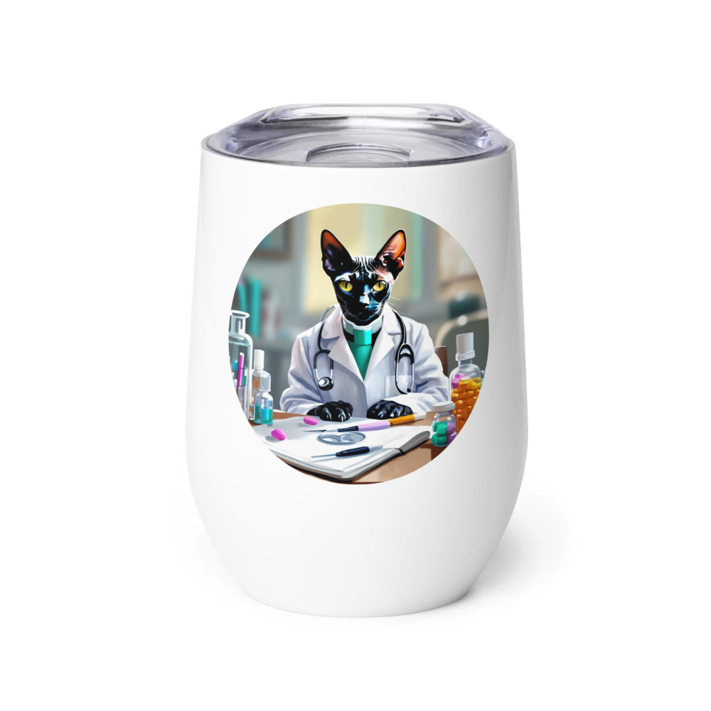 PugMug Custom Black Sphynx Cat Wine Tumbler