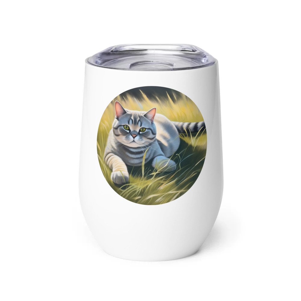 PugMug Custom Tabby British Shorthair Cat Wine Tumbler