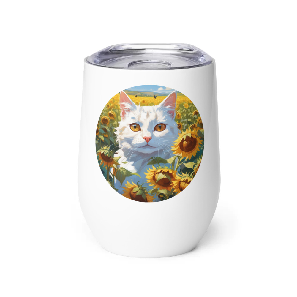 PugMug Custom White Companion Cat Wine Tumbler