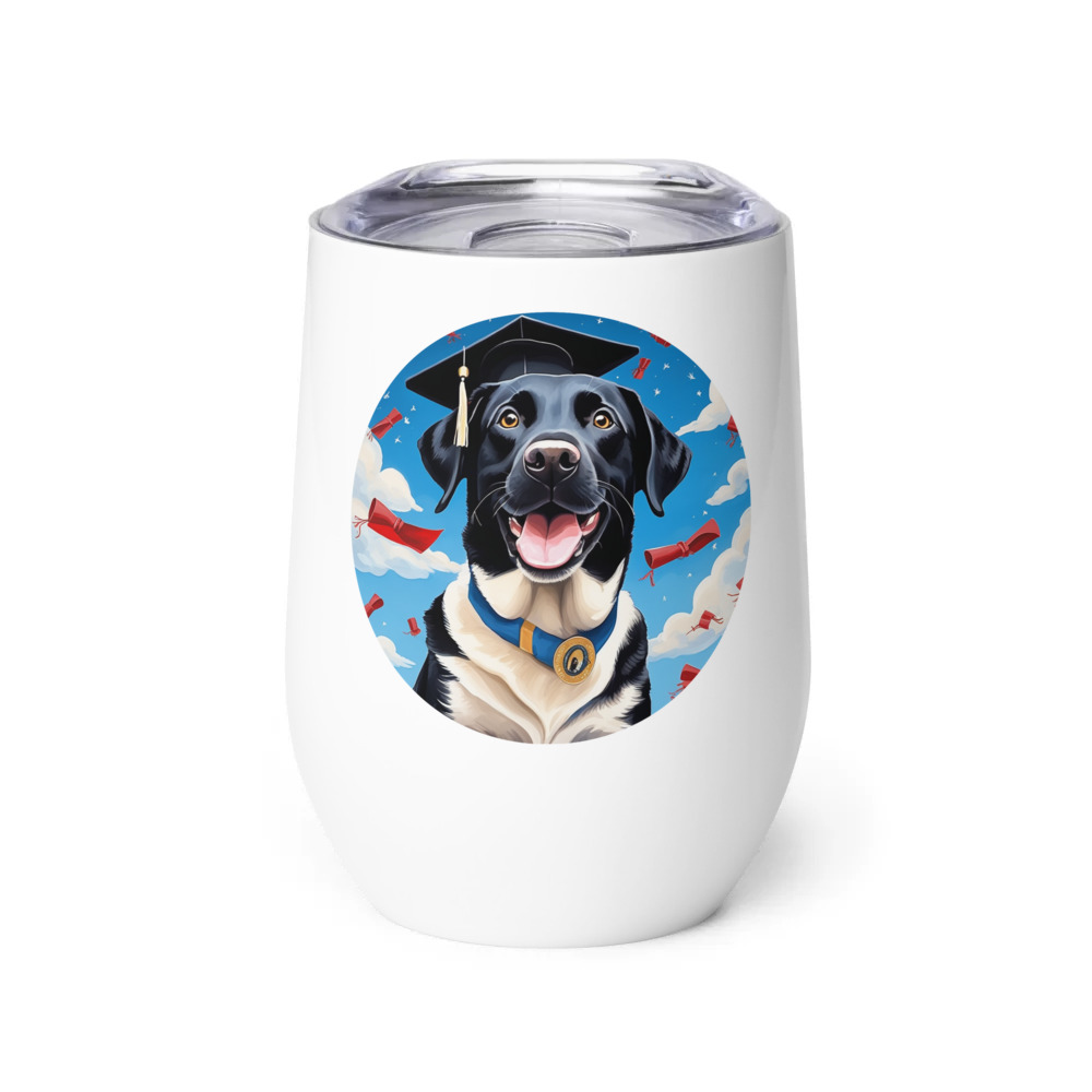 PugMug Custom Black Labrador Retriever Wine Tumbler