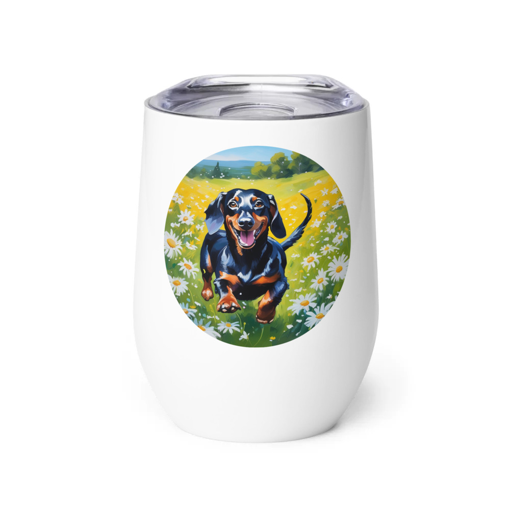 PugMug Custom Black Dachshund Wine Tumbler