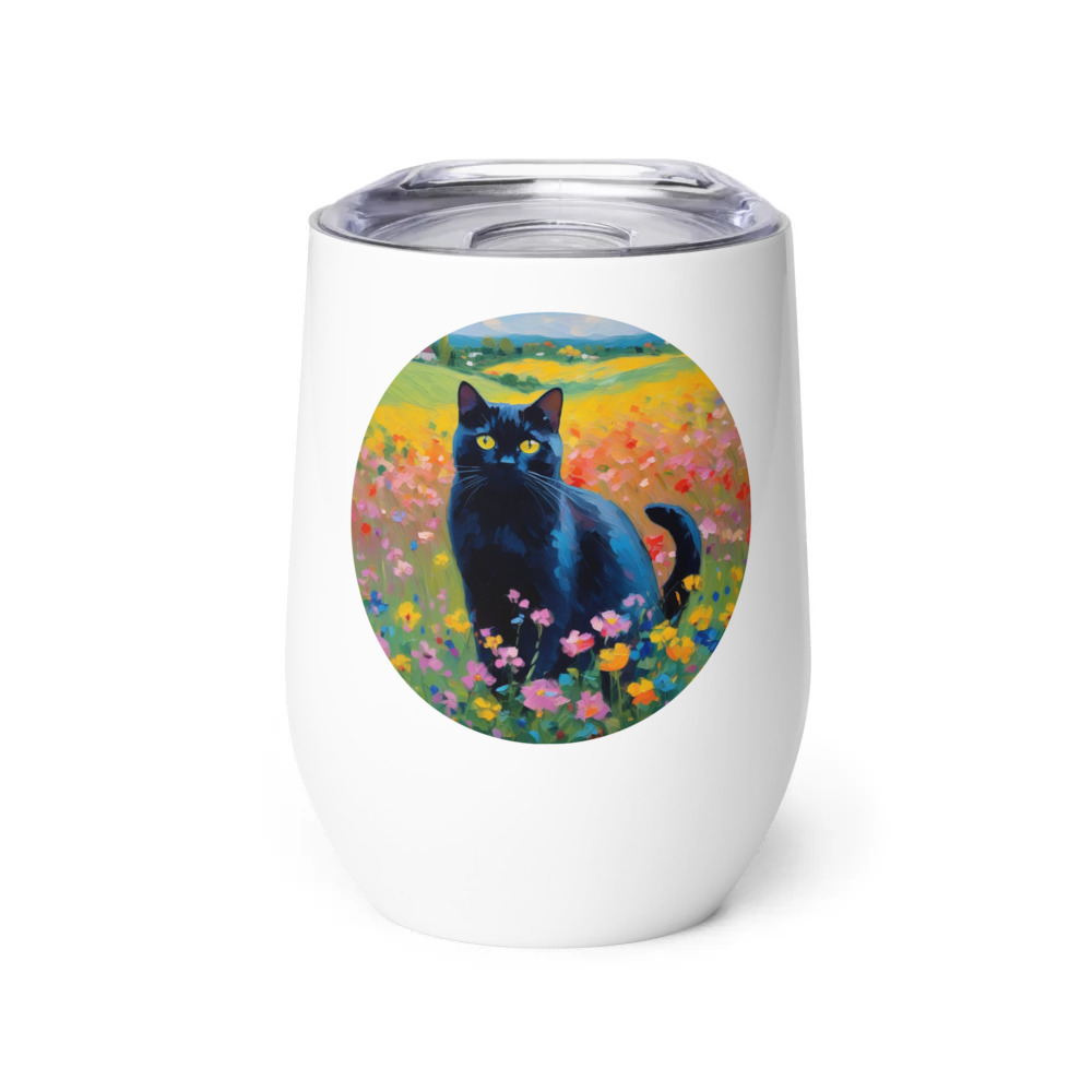 PugMug Custom Black British Shorthair Cat Wine Tumbler