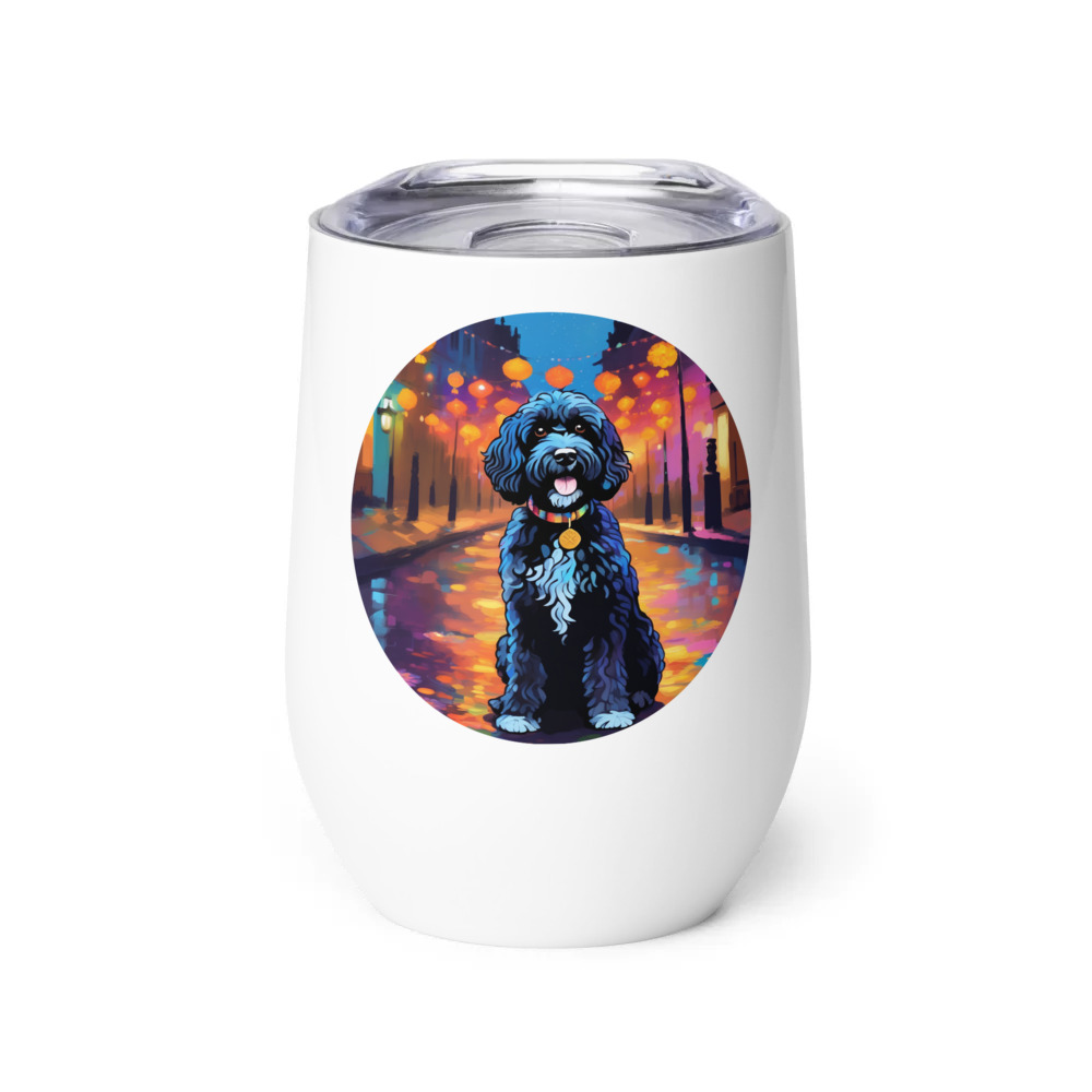 PugMug Custom Portuguese Water Dog Wine Tumbler