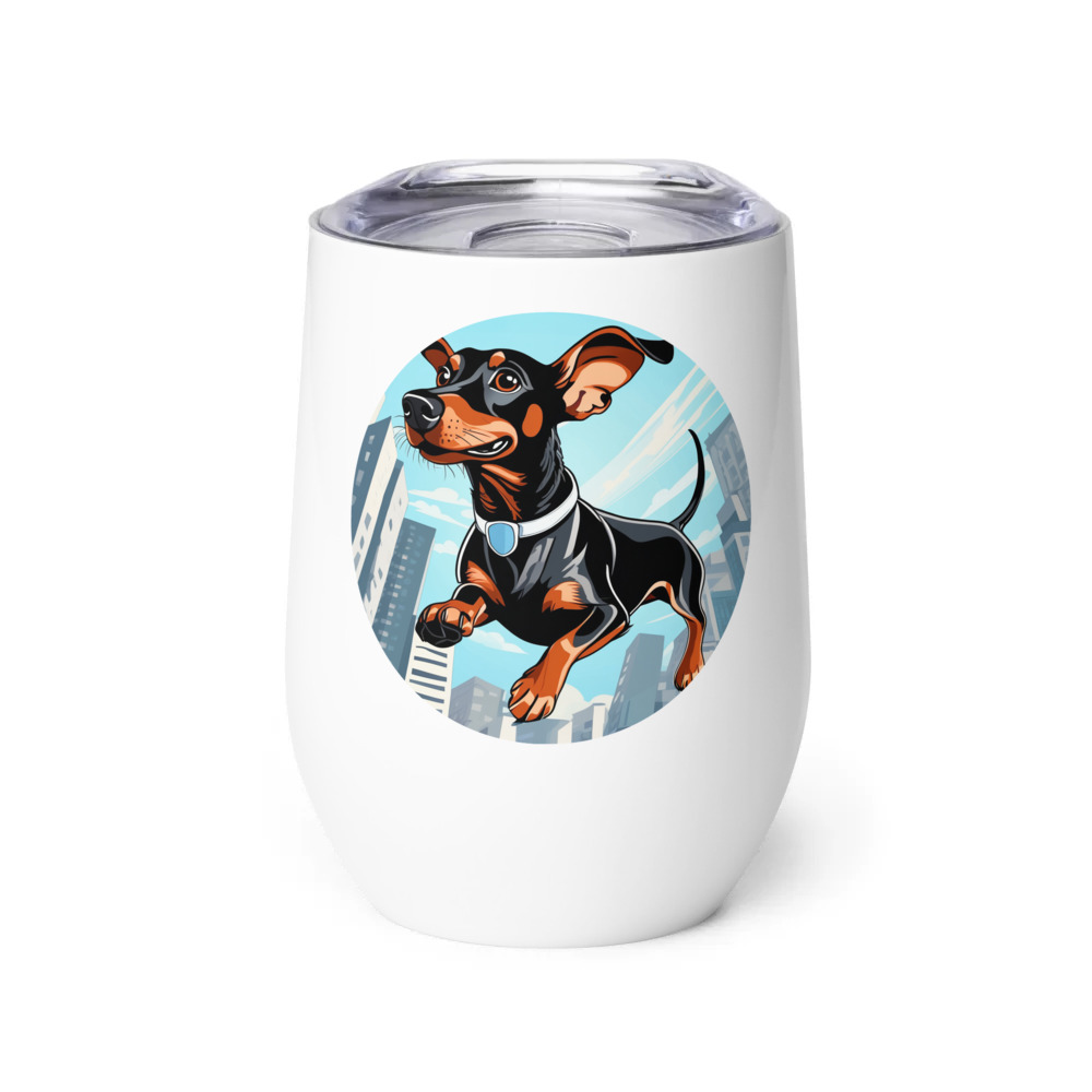 PugMug Custom Black Dachshund Wine Tumbler