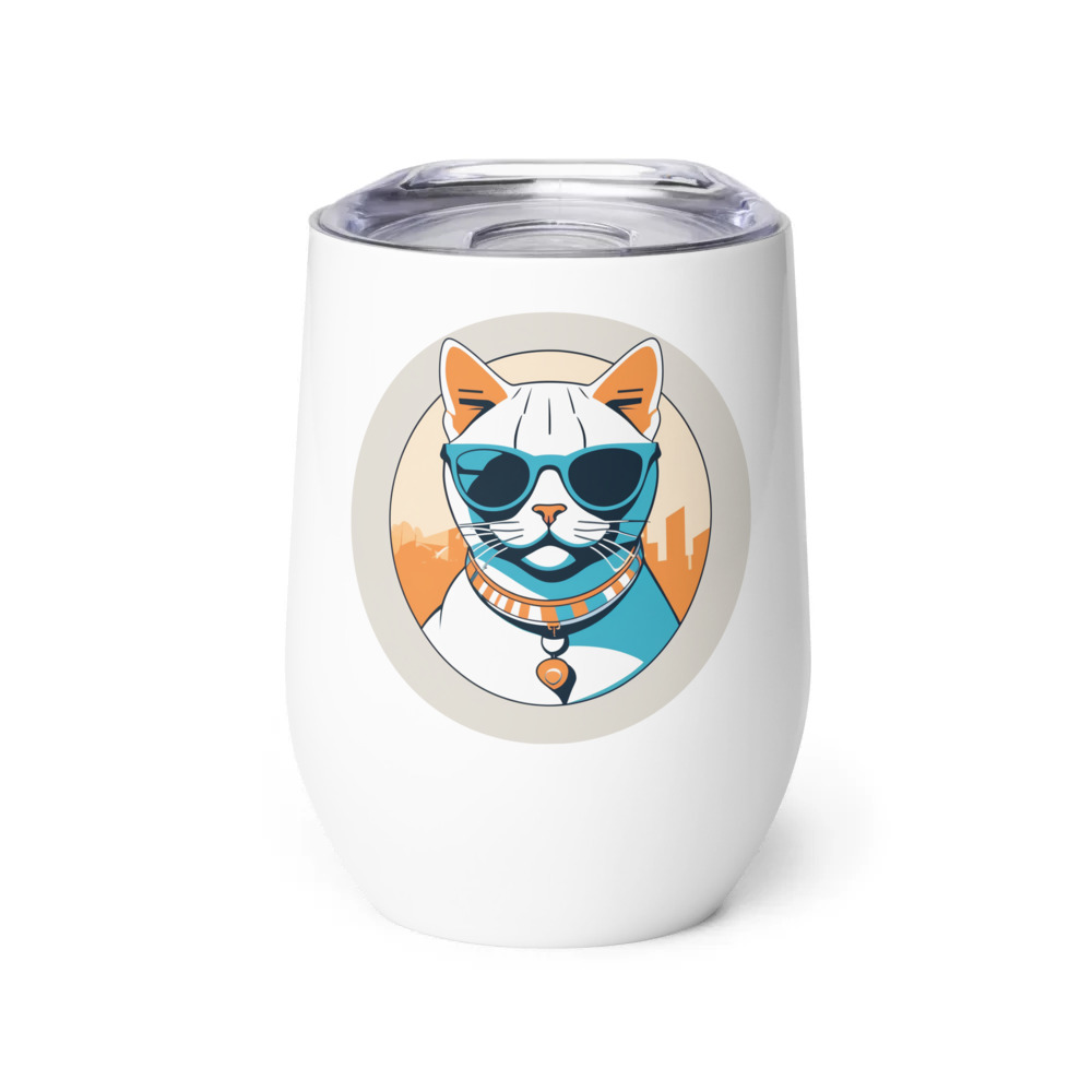 PugMug Custom White American Shorthair Cat Wine Tumbler