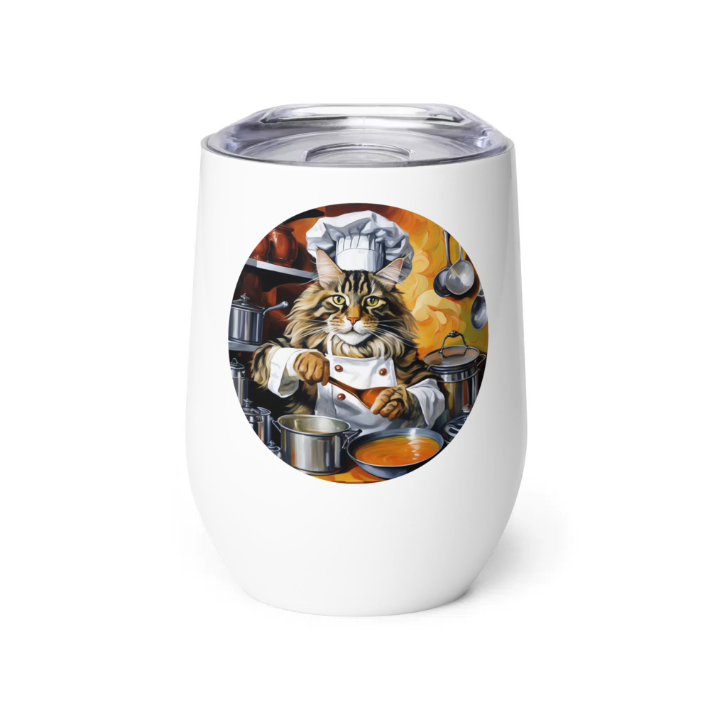 PugMug Custom Tabby Maine Coon Cat Wine Tumbler