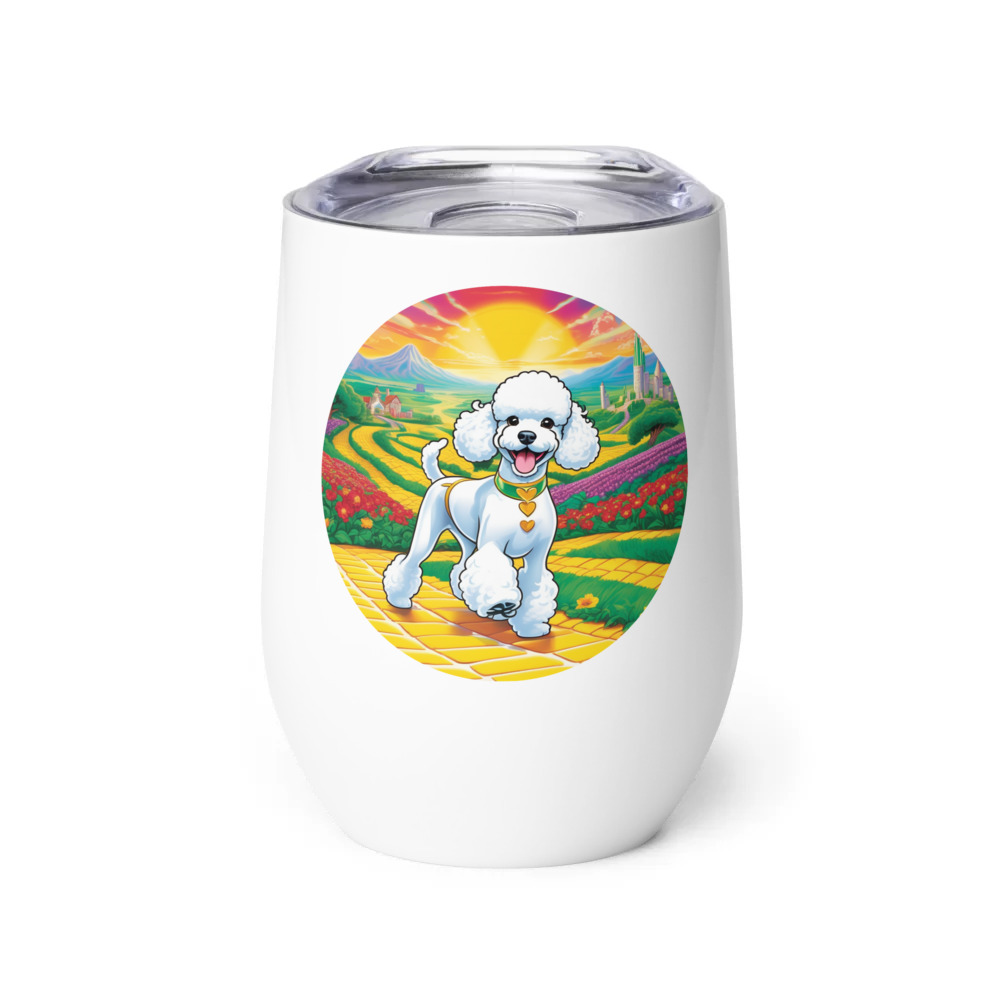 PugMug Custom White Poodle Wine Tumbler
