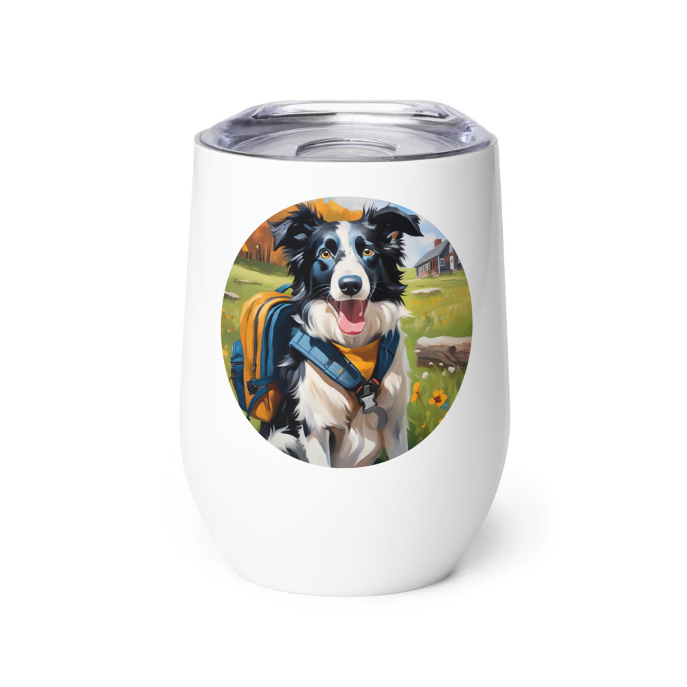 PugMug Custom Border Collie Wine Tumbler
