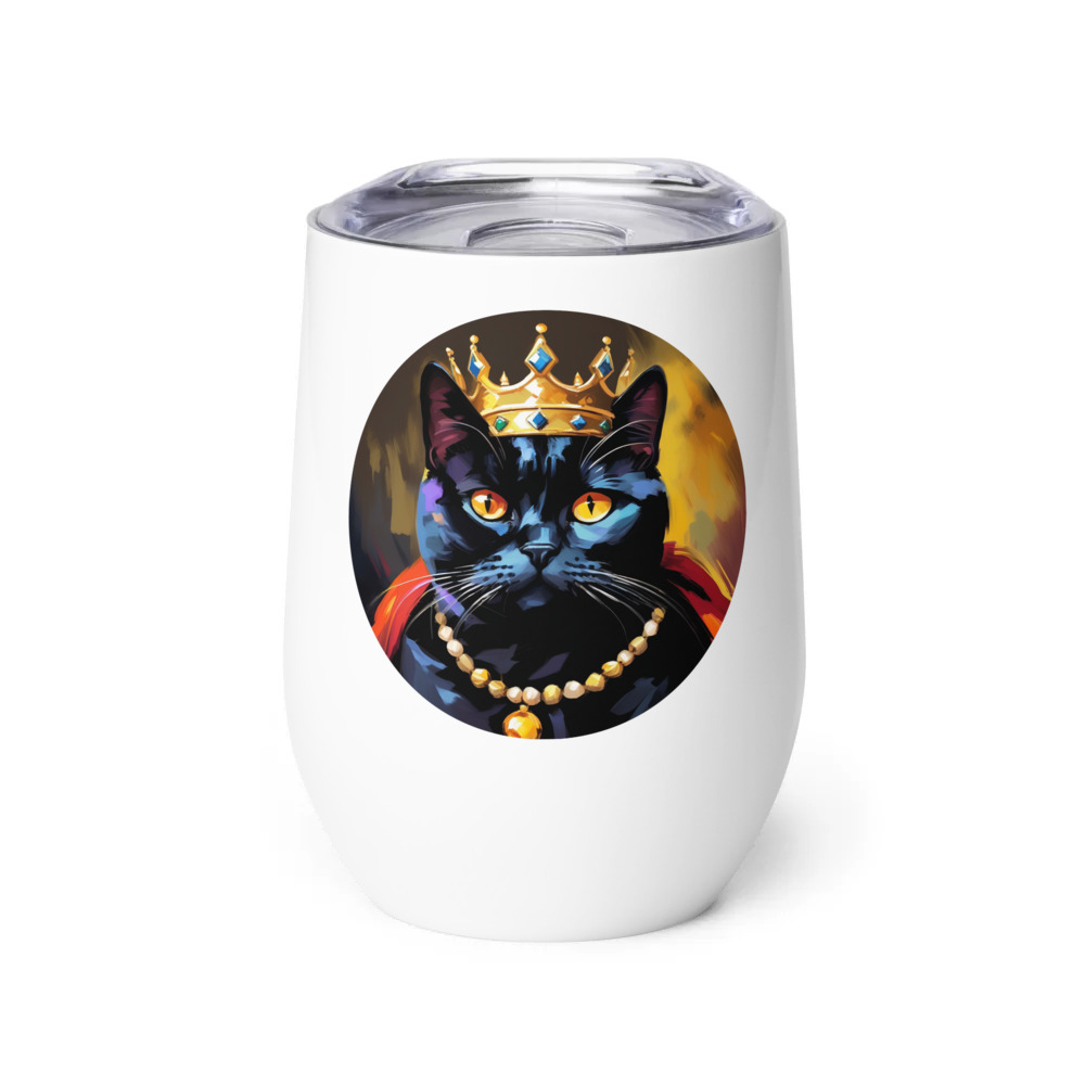 PugMug Custom Black British Shorthair Cat Wine Tumbler