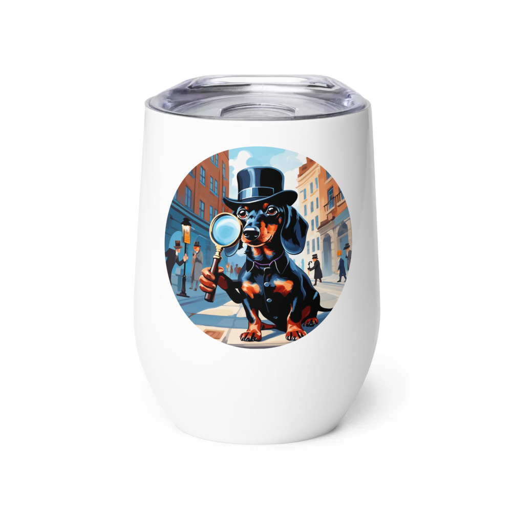 PugMug Custom Black Dachshund Wine Tumbler