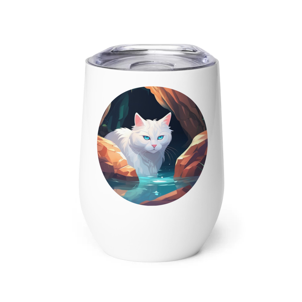 PugMug Custom White Companion Cat Wine Tumbler