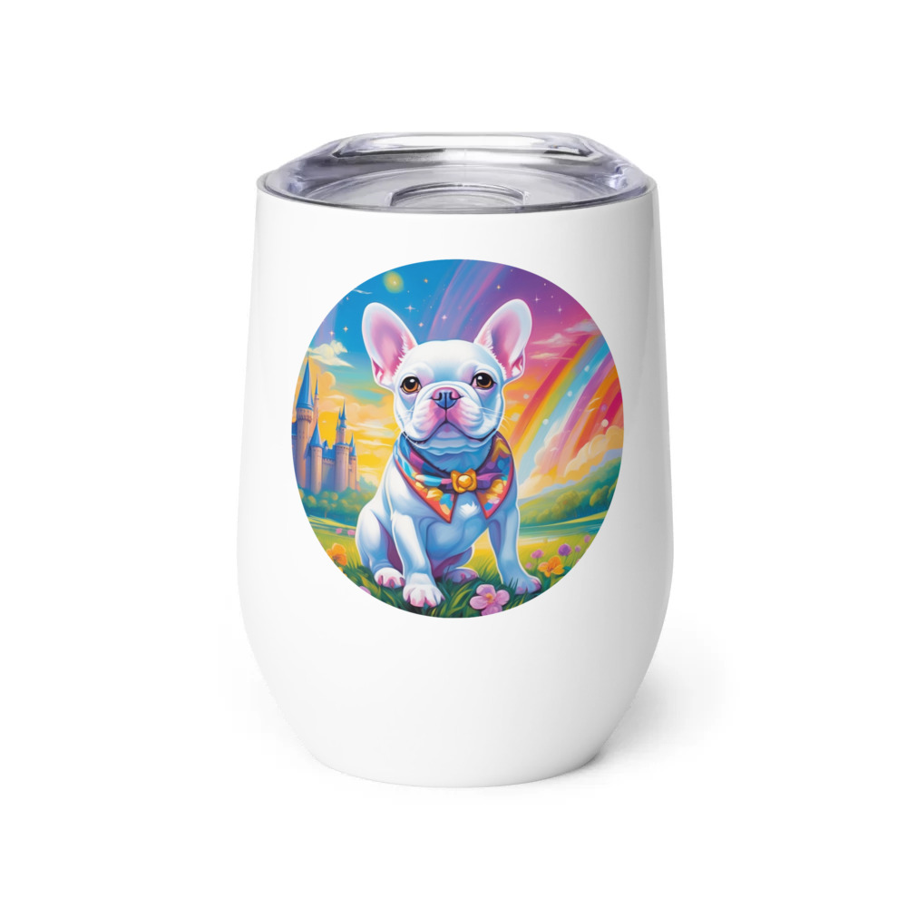 PugMug Custom White French Bulldog Wine Tumbler