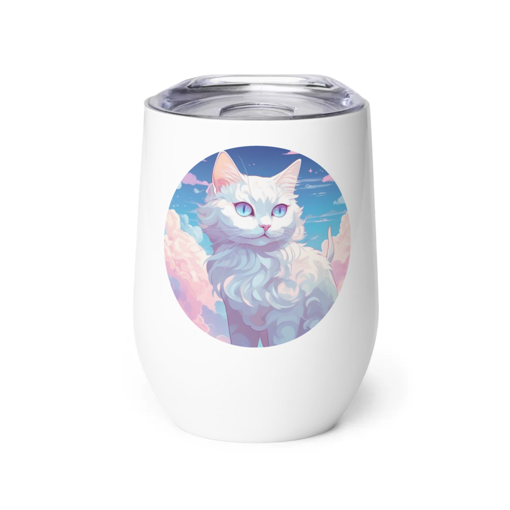 PugMug Custom White Companion Cat Wine Tumbler