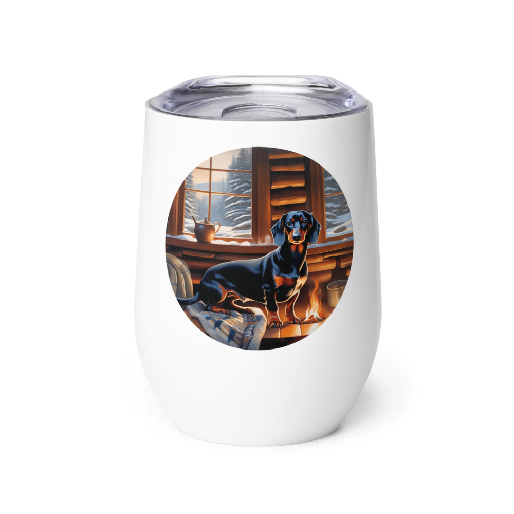 PugMug Custom Black Dachshund Wine Tumbler
