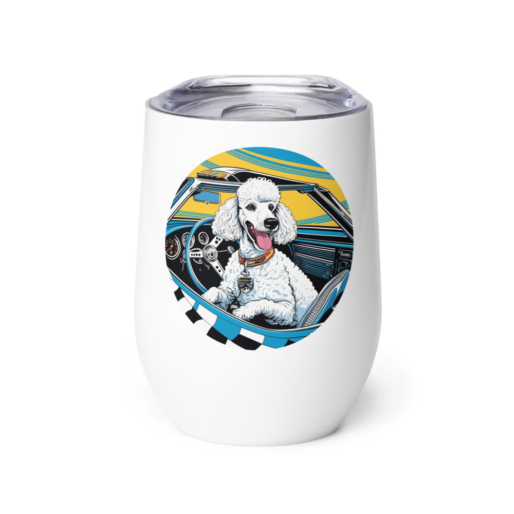 PugMug Custom White Poodle Wine Tumbler