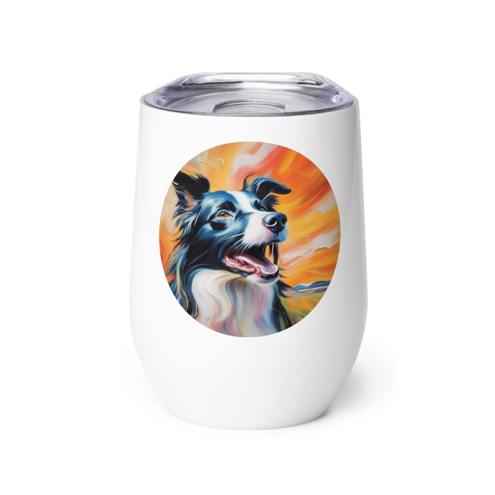 PugMug Custom Border Collie Wine Tumbler