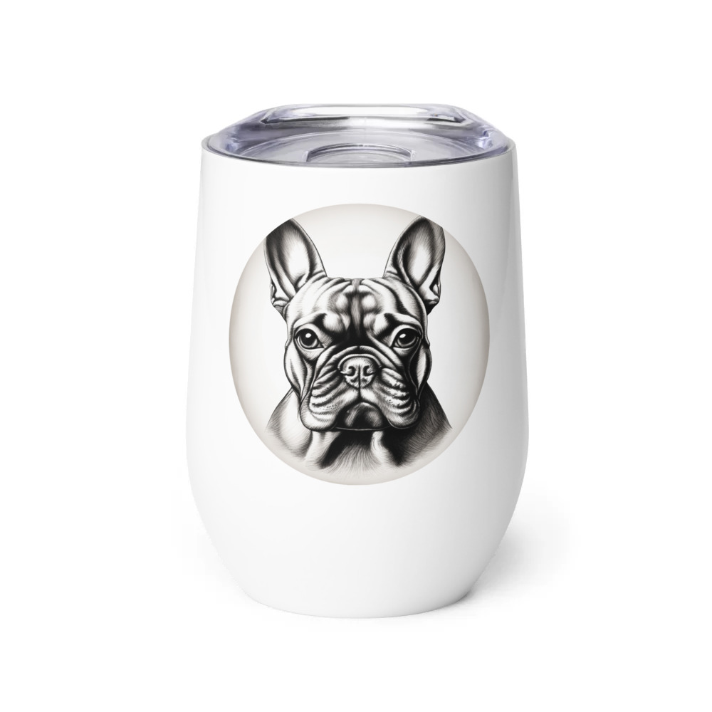PugMug Custom Tan French Bulldog Wine Tumbler