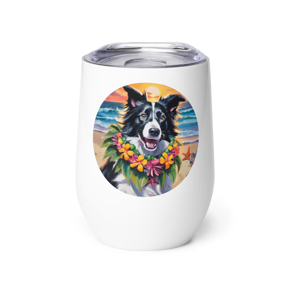 PugMug Custom Border Collie Wine Tumbler