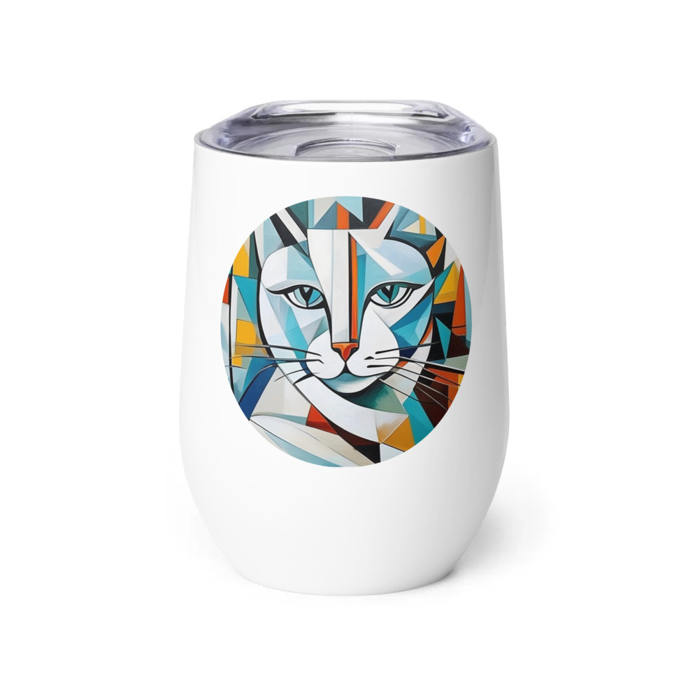 PugMug Custom White Companion Cat Wine Tumbler