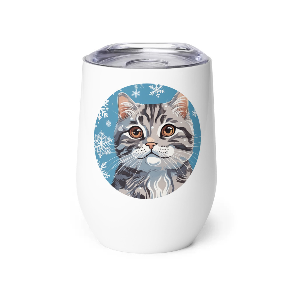 PugMug Custom Tabby Scottish Fold Cat Wine Tumbler