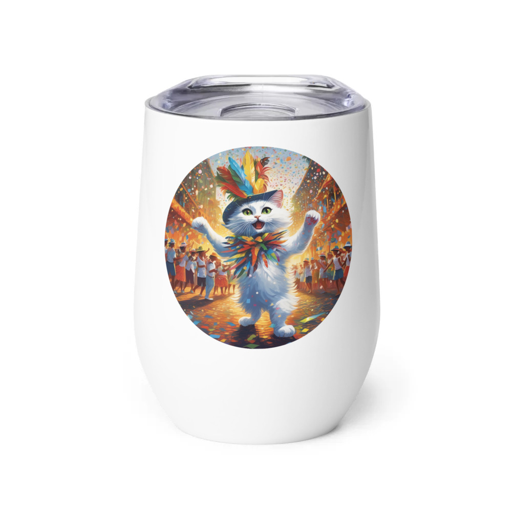 PugMug Custom White Companion Cat Wine Tumbler