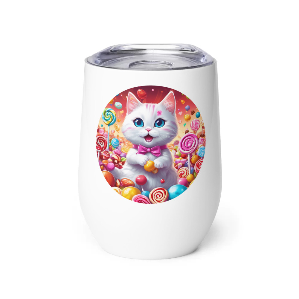 PugMug Custom White Companion Cat Wine Tumbler