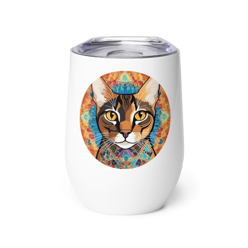 PugMug Custom Tabby Abyssinian Cat Wine Tumbler