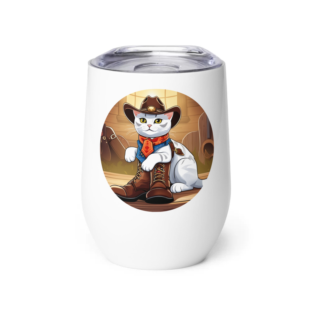 PugMug Custom White American Shorthair Cat Wine Tumbler