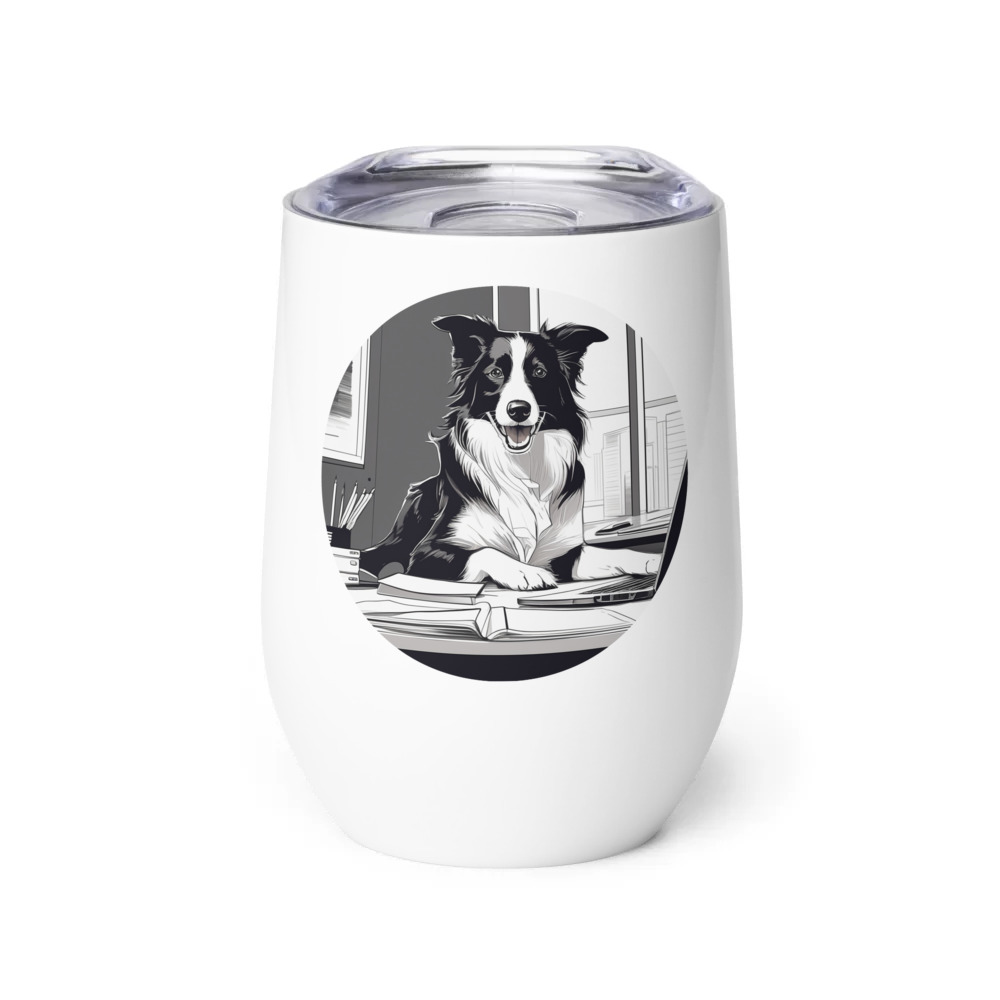 PugMug Custom Border Collie Wine Tumbler