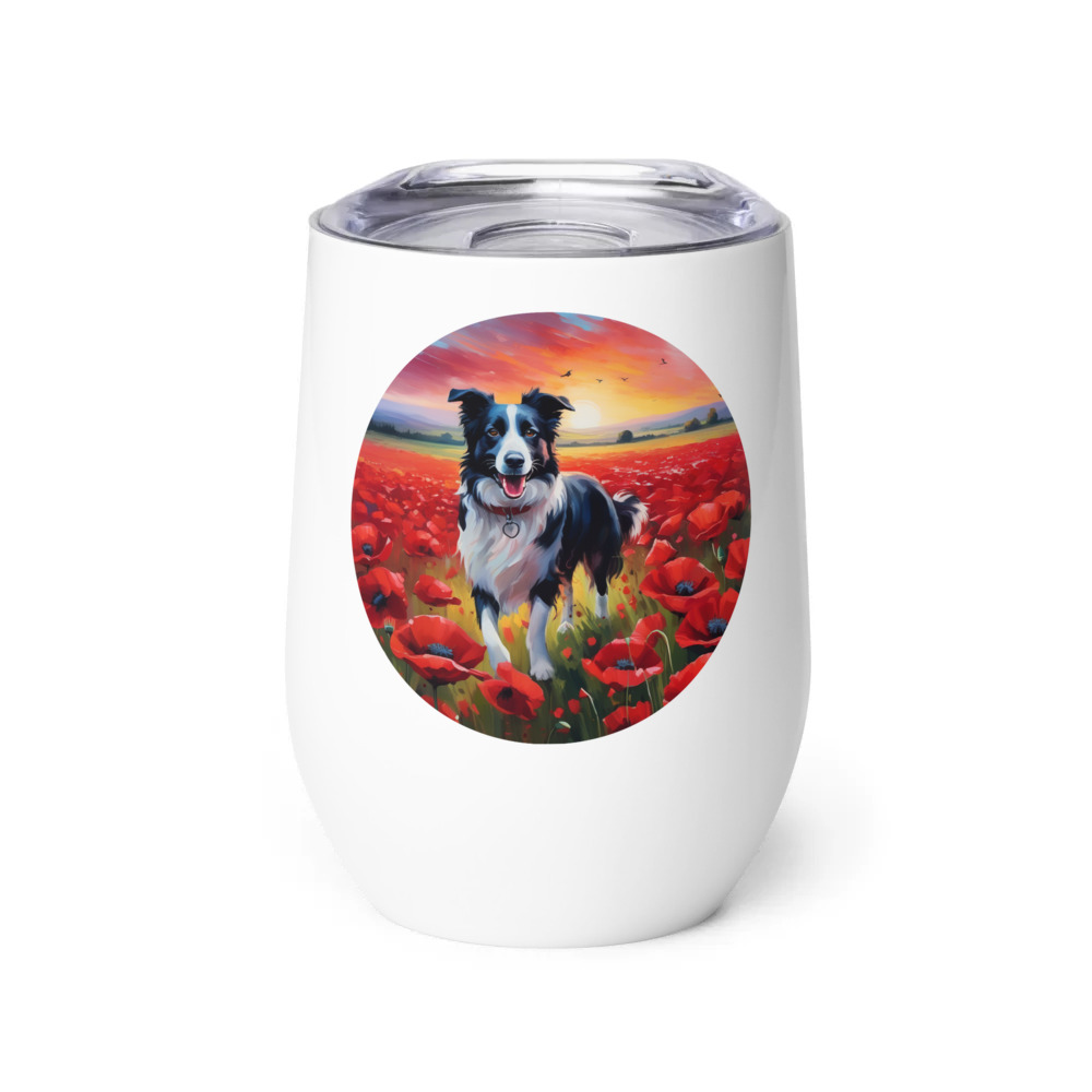 PugMug Custom Border Collie Wine Tumbler