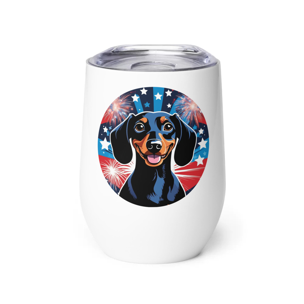 PugMug Custom Black Dachshund Wine Tumbler