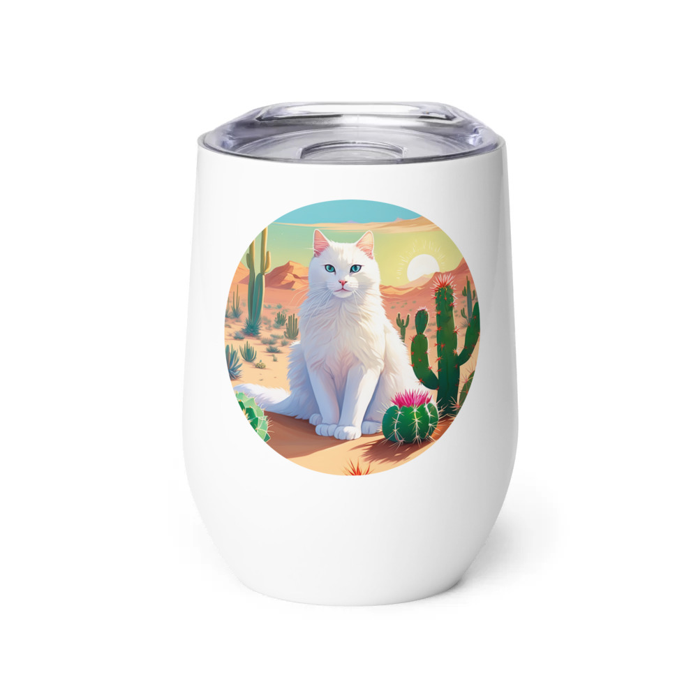 PugMug Custom White Companion Cat Wine Tumbler