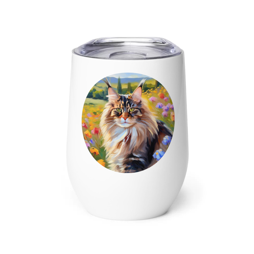 PugMug Custom Tabby Maine Coon Cat Wine Tumbler