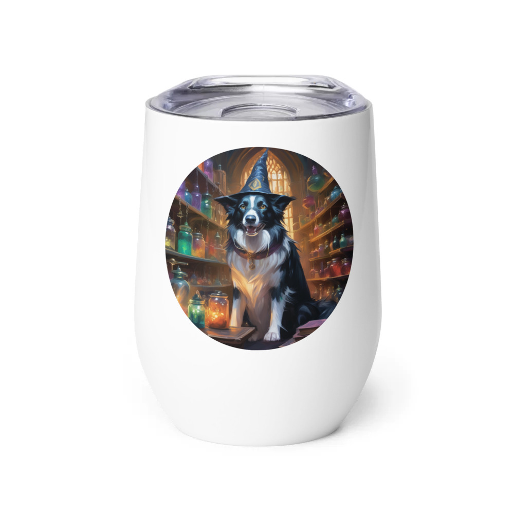 PugMug Custom Border Collie Wine Tumbler