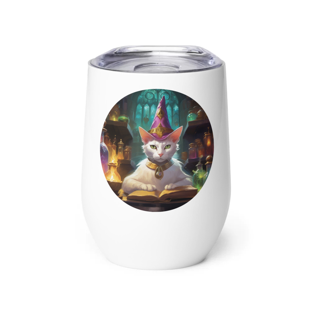 PugMug Custom White Abyssinian Cat Wine Tumbler
