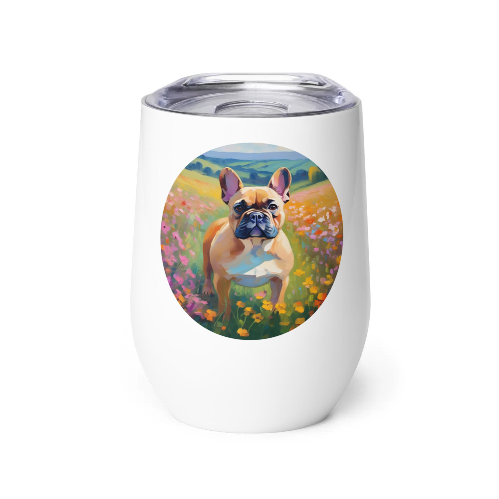 PugMug Custom Tan French Bulldog Wine Tumbler