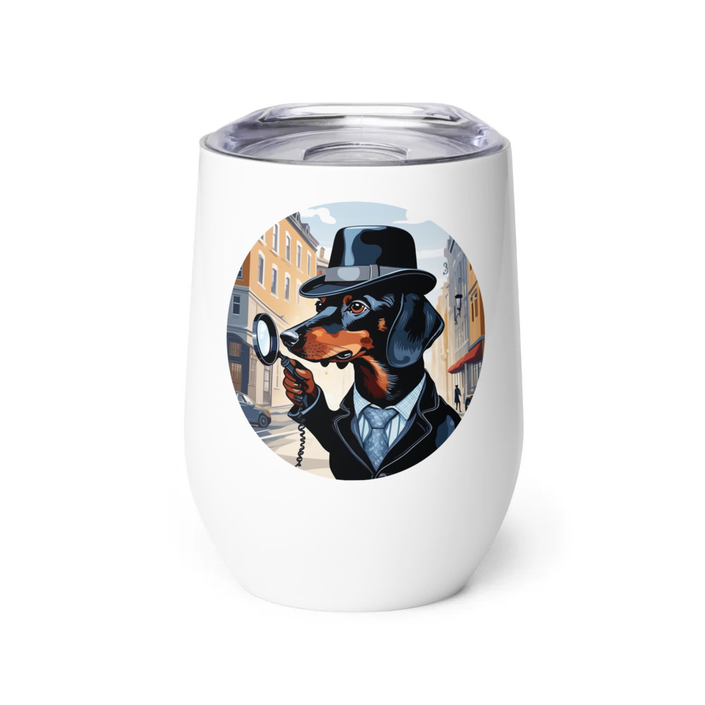 PugMug Custom Black Dachshund Wine Tumbler