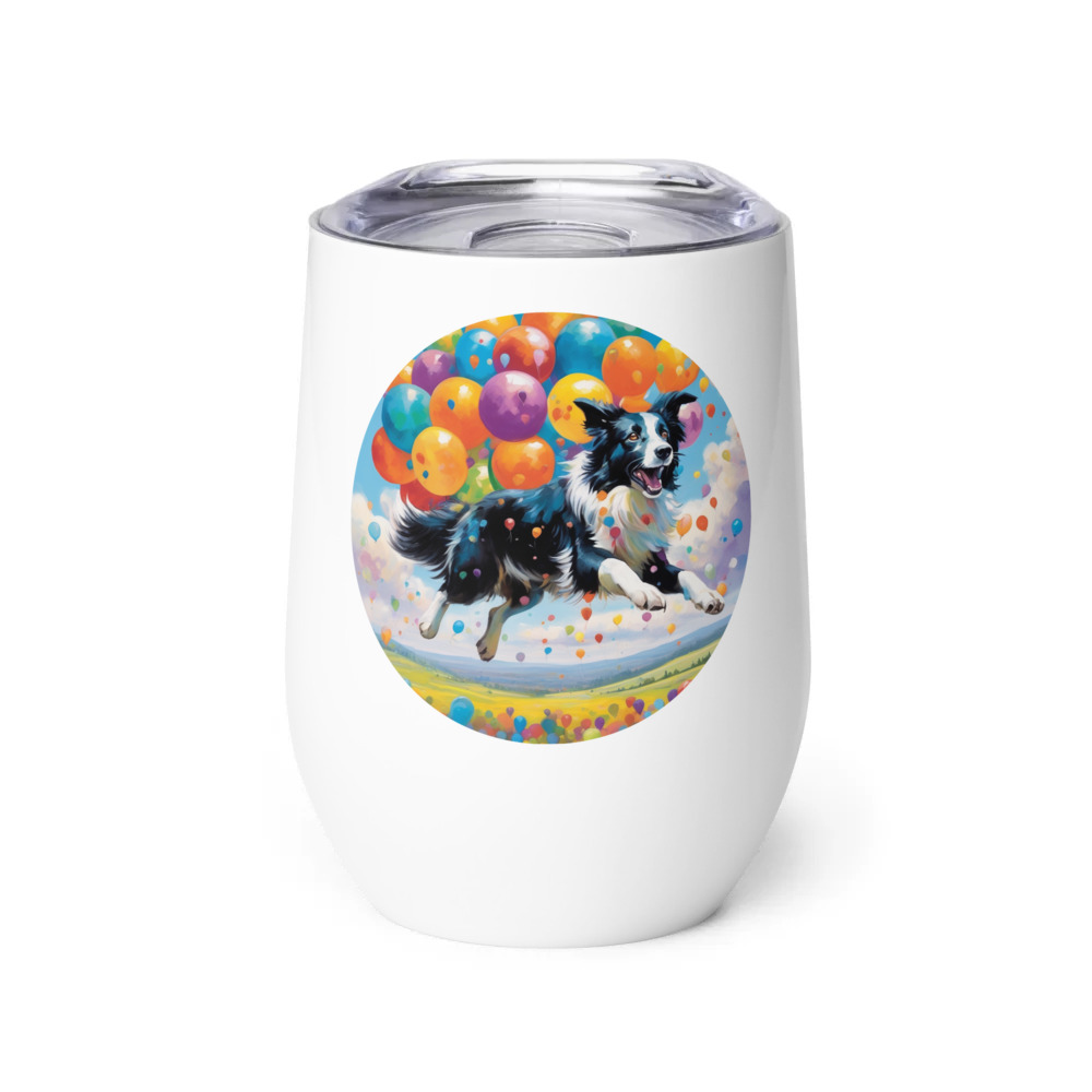 PugMug Custom Border Collie Wine Tumbler
