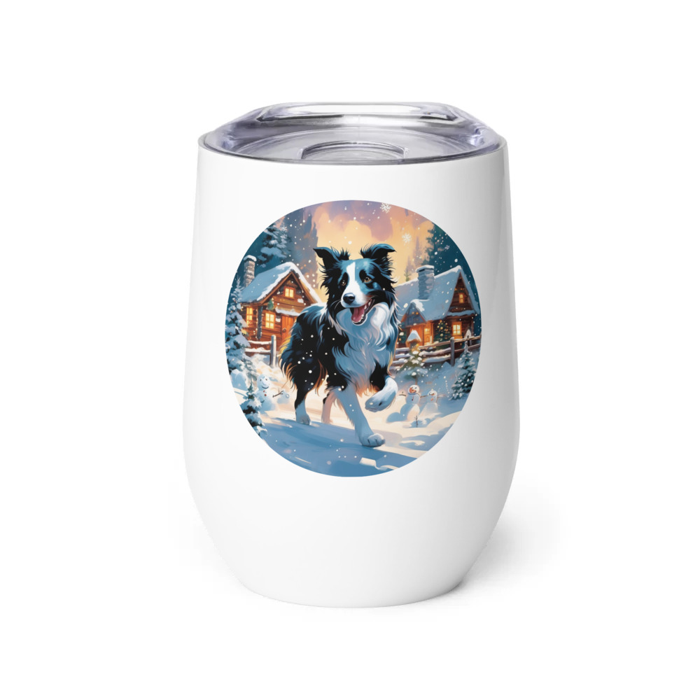 PugMug Custom Border Collie Wine Tumbler
