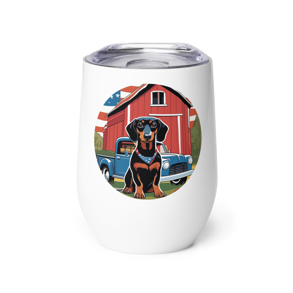 PugMug Custom Black Dachshund Wine Tumbler