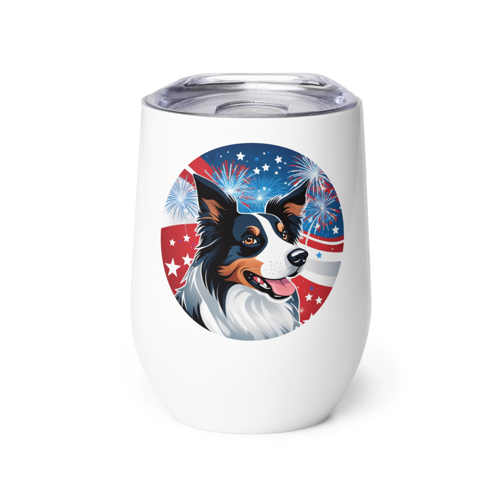 PugMug Custom Border Collie Wine Tumbler